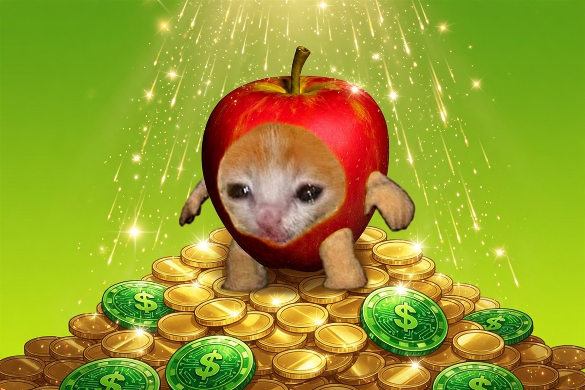 Apple Cat on gold coins