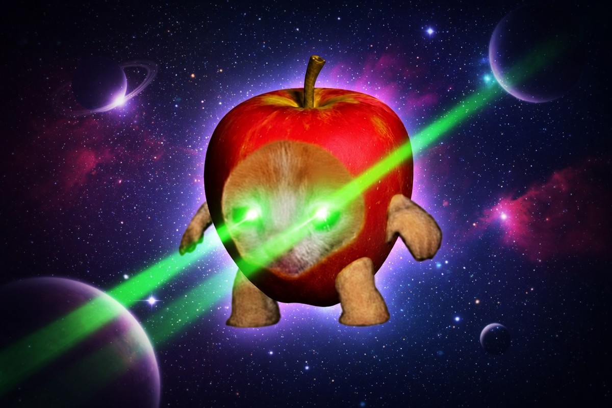 Apple Cat laser eyes space